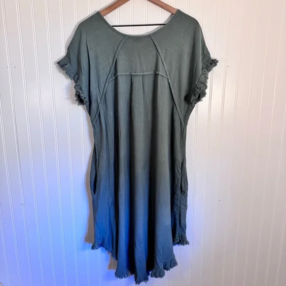 Umgee High Low Linen Cotton Blend Short Sleeve Dress Women’s Size Large - Picture 6 of 12